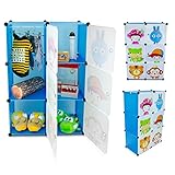 VENKON – Kinderzimmer Steckschrank DYI Steckregal System Regalschrank: 6-Module-Set, blau - 2