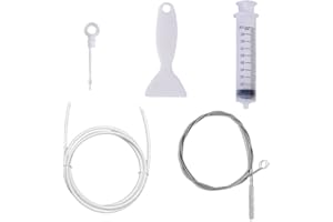 EIOURVY Set di Strumenti per la Pulizia del Frigorifero 5 Pezzi, Spazzola per Frigorifero, siringa, Tubo di Pulizia + Raschietto antigelo + 1 Inserto per Foro di Scarico