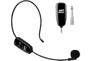 PELLOR Wireless UHF Mikrofon, Professionell Kabellos Wiederaufladbar Mikrofon Headset Sprachverstärker Head Mounted Microphone Voice Amplifier mit Empfänger Receiver