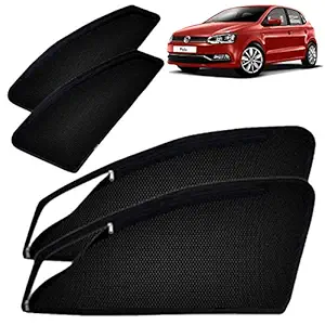 Autofact Magnetic Window Sunshades / Curtains for Volkswagen Polo [Set of 4pc - Front 2pc with Zipper ; Rear 2pc Without Zipper] (Black)