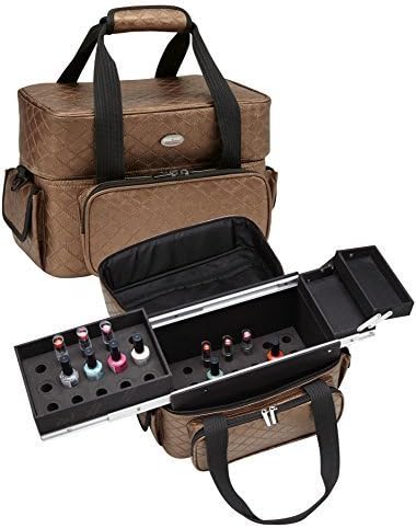 Seya Beauty Soft-Sided Makeup Artist Nail Polish / Lipstick Storage Bag Case (Bronze Quilted) by Seya Beauty
