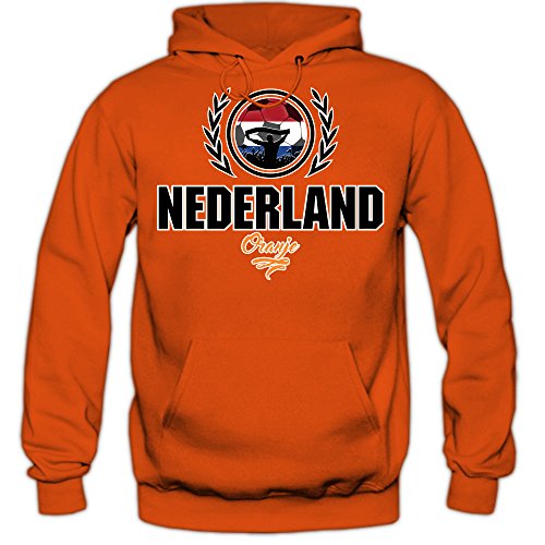 Fußball Niederlande V2 Hoody | Herren | Fußball | Nationalmannschaft | Nederland | Oranje | Kapuzenpullover | Herrenhoody, Farbe:Orange (Orange F421);Größe:XL