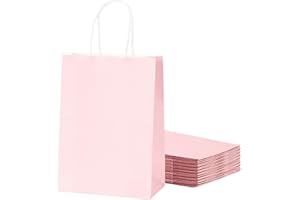 COSORO 30Pcs Sac Papier Cadeau Petit Format avec Poignées,Pochette Cadeaux Papier Kraft Rose,Pochette Cadeau Anniversaire Enfant, Sachet Bonbon Coloré pour Halloween,Anniversaire,Noël,Party,Mariage