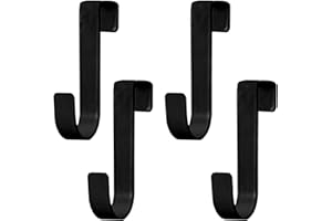 Gments 4Pcs Over Door Hooks Single Over The Door Hangers Heavy Duty Stainless Steel Reversible Wreath Hooks Metal for Bathroom Kitchen Cupboard Cabinet Bedroom Hanging Clothes Starter Garland, Black