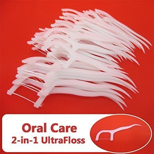 Brand New 2-in-1 Dental Floss &amp; Tooth Picks Stick for Oral Care Tongue Food Debris Cleaner Plaque Stain Remover Disposable Easy to Use Flexible Anti Break Prevents Gum Diseases &amp; Tooth Loss by Schne Health (UK)