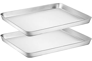 Wildone Baking Sheet Set of 2, Edelstahl Ofenblech Kuchenblech, Größe 44 x 31 x 2C M, Ungiftig ＆Gesund, Leicht zu Reinigen＆Spülmaschinenfest