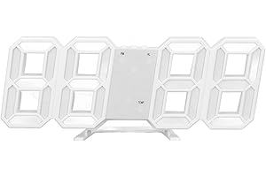 ‎MARHYNCHUS 3D LED Zegar ścienny Cyfrowy Budzik ścienny Zegar 12/24 Godzin Wyświetlacz Czasu/daty Nightlight Budzik do Salonu w Domu(Białe słowo)