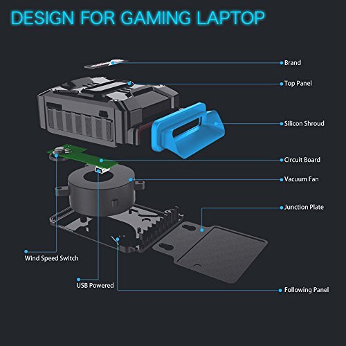 Acxeon tragbare Mini Laptop Kühler Vacuum Air Extrahieren Kühlung Cooling pad – Unterstützung verschiedener Größe 14in zu 17in Laptop / Notebook – Stromversorgung über USB - 2