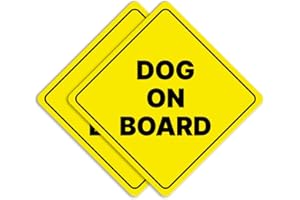 GEEKBEAR Dog on Board Car Sign - Sticker or Magnet & Color Options, Weather-Resistant - Diamond Shape 6.8 x 6.8 in (Yellow, Reflective Magnet)