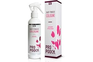 Pro Pooch Dog Perfume Spray - Dog Deodorant Spray & Cologne w/Fresh Baby Powder Scent - Hypoallergenic & Vegan Pet Smell Corrector - 250ml
