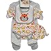 Babies 4 piece set LION-TIGER embroidery/applique sleepsuit with hat-bib (0-3 month)