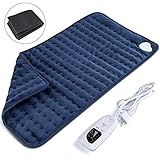 Heizkissen zur Schmerzlinderung, Maschinenwaschbar mit 6 Heizstufen, Timer und Feuchttherapeutischer Option, Wärmetherapie-Pad für Nackenrücken Schulter 30 x 60cm, Blau