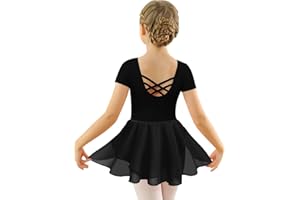 Mulnall Niña de Ballet Vestidos de Ballet Cruzados de Manga Corta Ropa de Ballet Gimnasia Leotardo Body Clásico para Niña