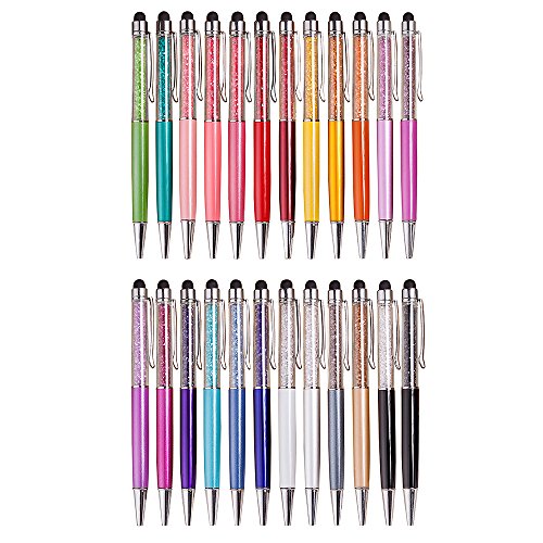 Mylifeunit 2 in 1 Crystal Diamante penne a sfera con punta stilo, stilo per touch screen, 24 pezzi/nero inchiostro