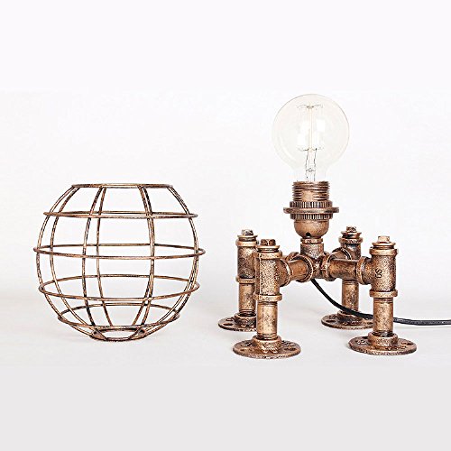 Preisvergleich Produktbild Modeen Edison Industrial Retro Schreibtischlampe Eisen Wasserrohr Tischlampe Steampunk Handwerk Innenbeleuchtung E27 Dimmable Nachttischlampe Schreibtisch Licht