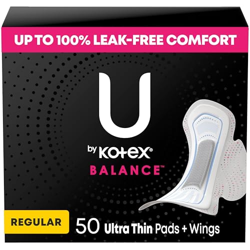U by Kotex Balance - Cuscinetti ultra sottili con ali, assorbenza regolare, 50 pezzi (la confezione può variare)