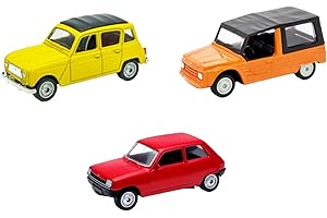 OPO 10 - Lot de 3 Voitures Miniatures 3 inches : Renault R5 + R4 + Citroen MEHARI - WEL08