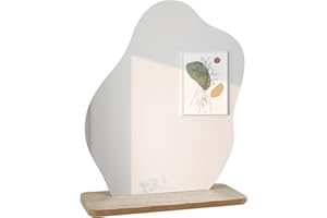 FAGENT Acryl Schminkspiegel, Rahmenloser Tischspiegel Dekorative - Unregelmäßige Form mit Holzsockel - Kosmetikspiegel für Make-up Raumdekoration in Schlafzimmern, Wohnzimmern Hotel