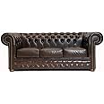 Chesterfield Sofa First Class Leather | 3-seater | 2 to 4 weeks delivery time (Cloudy Dark Brown)