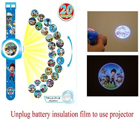 Digital Projection Watch with 20 Different Paw Patrol Images,  Digital Quartz Blue Watch For Kids as Gift