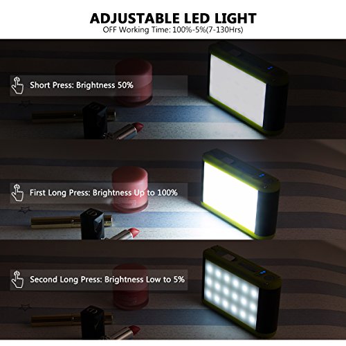 Ustellar LED Camping Lampe USB Wiederaufladbare Camping Laterne, 5200mAh Powerbank mit USB-Kabel, 3 Leuchtmodi Dimmbar, LED Campinglampe Arbeitsleuchte für Reise, Wandern, Zelte, Zuhause, LED Arbeitsleuchte - 4
