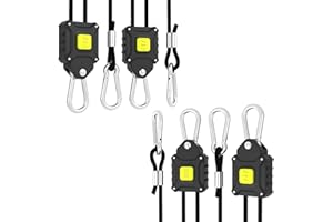 FLEXSTAR Ratschen-Aufhänger für Pflanzenlampen – 2er-, 4er-, 6er- & 8er-Sets mit robusten Karabinern und langlebigem Seil, vielseitig einsetzbar für Indoor-Gardening, Grow-Zelte und Werkstatt. (8,Schwarz)