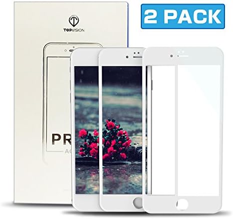 iPhone 6 Plus Screen Protector, TOPVISION Anti-Blue Light 0.2MM Edge to Edge Full Screen Cover Tempered Glass Film - White