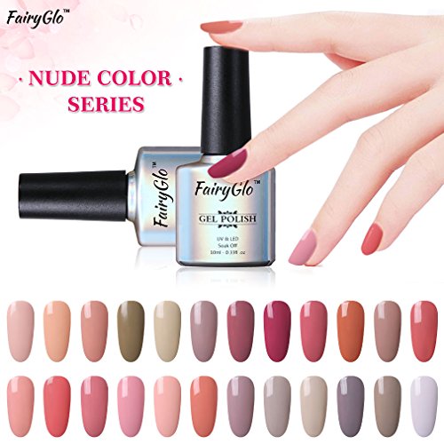 FairyGlo Gel-Nagellack-Set, UV-LED-Soak-Off-Maniküre, Nagellack-Geschenk-Set, dezente Farbtöne (neue „Nude“-Serie), 5 Farben, 10 ml - 4