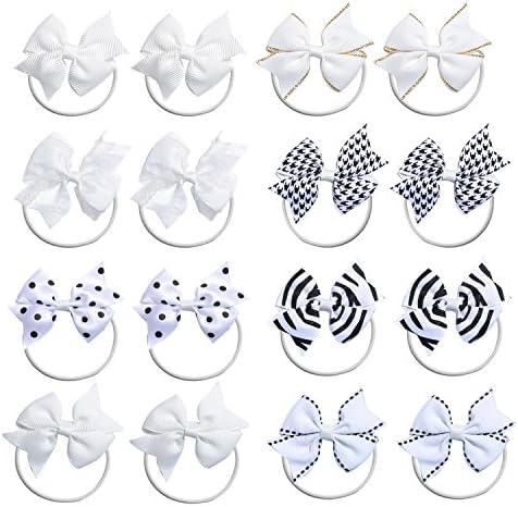 KOONY Baby Girls Hair Bows Elastic Ties Ponytail Holders Hair Bands 16pc