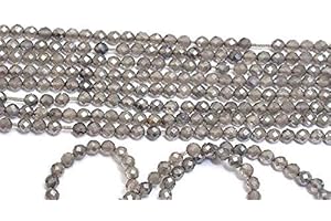 Jaipur Gems Mart Grauer Mondstein 2 mm-3 mm facettierte Perlen | 13"Strand | Natürlicher Grauer Mondstein Halbedelstein facettierte Edelsteinperlen | SILBERBESCHICHTETE Perlen | Packung mit 2 Stück
