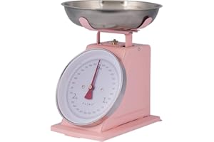 PLINT New 3KG Traditional Weighing Kitchen Scale With Stainless Steel Bowl, Retro Scales Mechanical Vintage, Retro Food Scales with Large Metal Bowl (Rose)