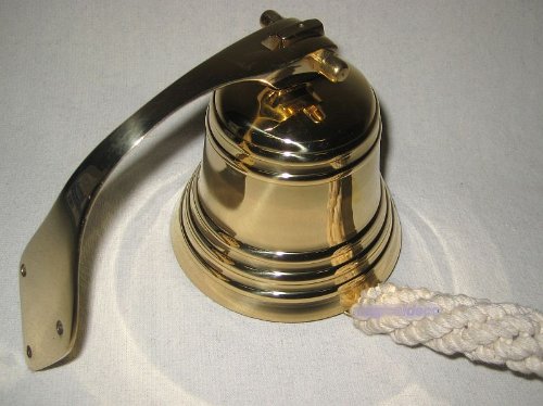 6000g – Große, schwere Schiffsglocke – mit Halterung/Bändsel- Messing - 4