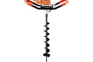 LONGRUNNEW Garden Auger Drill, 4" Manual Fence Post Earth Auger Drill with Sharp Thick Blades,31.5 inch Soil Digger for Rapid Garden Planting Bulb, Seedling, Post Hole