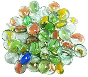 OhhSome 500Gm Decorative Polished Shiny Smooth Glass Pebble Stones For Aquarium Fish Tank Plant Pots Garden Home Table & Outdoor Decoration Carved Polished Regular Round Fire Glass Pebbles