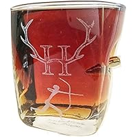 Hunter-Jäger Geschenk-Trink Glas mit realem Geschoß cal.308 und Gravur -