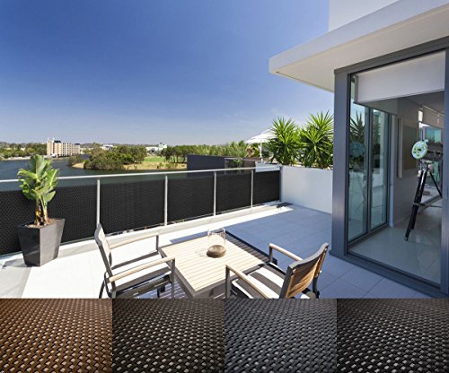 Mayaadi-Home Rattan Balkon und Terrassen-Sichtschutz inkl. Kabelbinder für eine einfache Montage, 100cm breit Anthrazit (Meterware)