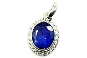 55CARAT 55 Ct Bleu Saphir 5 carats Pendentif en argent sterling 92,5 serti sans nature ovale original