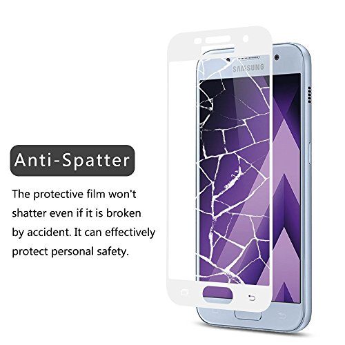 [2 Stück]Samsung Galaxy A5 2017 Panzerglas – EUGO 3D Full Coverage 9H Gehärtetem Glas Schutzfolie Displayschutzfolie Panzerglas – Weiß - 3