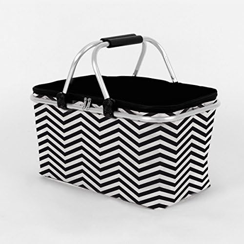 Foldable Shopping Basket Pro Type with Chevron Design Back Case Cover/Insulation &amp; Thermal Cover Strong Easy Up To 25 kg Maximum Load Capacity: 25 litres
