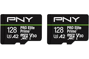 PNY Pack di 2 Schede microSDXC 128GB PRO Elite Prime Class 10 U3 V30 A2 + Adattatore SD - fino a 200MB/s, Class 10, U3, V30, A2, 4K UHD, Full HD, UHS-I