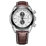 LLLS Herrengeschäft Casual Fashion Analogue Quartz Waterproof Watch Mit Genuine Leather Watch Band Chronograph