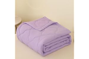 DOTBUY-SHOP Quilted Bedspreads, Quilt Bed Throws Cotton Filling Duvet Single Double Super King Size Children's Bed Quilted Throw for All Season (Light Purple,150x200cm)