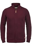 chaqueta de punto hombre negra cuello alto Redefined Rebel Mongo Cárdigan Chaqueta De Punto Grueso para Hombre con Cuello Alto De 100% algodón, tamaño:L, Color:Bordeaux