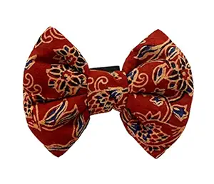 Indian Wear Bow Tie for Dogs: Traditional Ajrakh Dog Bow for Festivals (Maroon)