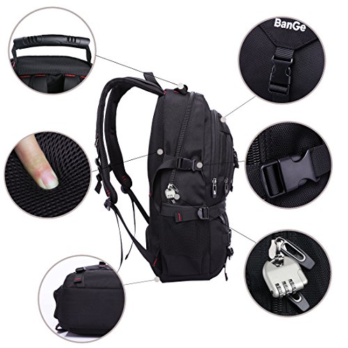 Sport Rucksack Wasserdichter Daypacks Laptoprucksäcke mit 17 Zoll Laptop-fach Backpack Schwarz für Herren Outdoor Reisen ,40l - 3