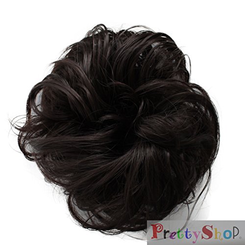 Scrunchy Scrunchie Bun Up Do Hairpiece Hair Ribbon Ponytail Extensions Wavy Curly or Messy (dark brown #6)