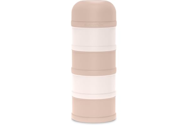 Suavinex, Doseur Lait Poudre et Céréales, Boîte Doseuse avec 4 Compartiments, Bec Verseur, Couvercle, Hermétique avec Fermetures à Vis, Empilable, Passe Lave-Vaisselle, pour Snacks, Bébés +0M, Rose