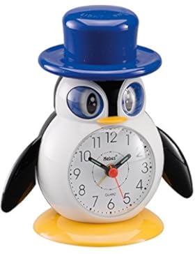 Mebus Unisex Wecker Analog Quarzwecker Pinguin Kunststoff weiß 26514