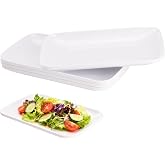 Doafoce Juego de 4 Platos Llanos Platos de Servir Rectangulares Peque&ntilde;o Vajilla de Pl&aacute;stico Bandejas Blanco para Buffets Sush
