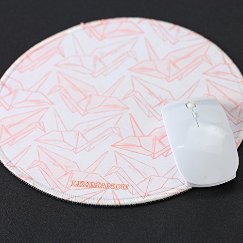 Gaming Mauspad(250 x 250 x 3 mm) ,Lizimandu Silent Designer Runde Round Mousemat /Standard Size mit Anti-Rutsch-Leder-Runde Double Sided Durchmesser 25 cm für alle gängigen Mouse-Typen(Rosa Kranich/Pink Crane) - 5